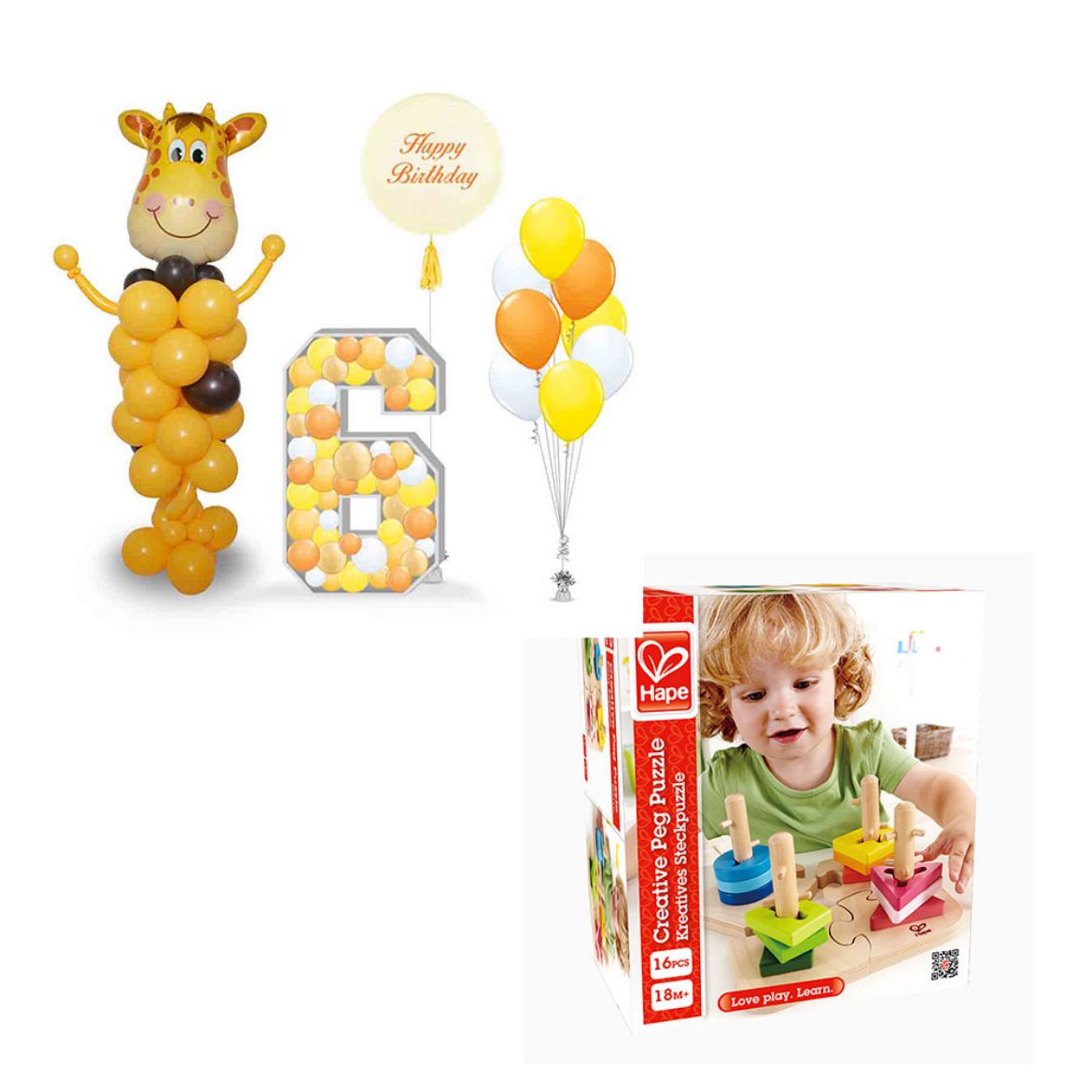 Picture of Giraffe Balloon With Gift