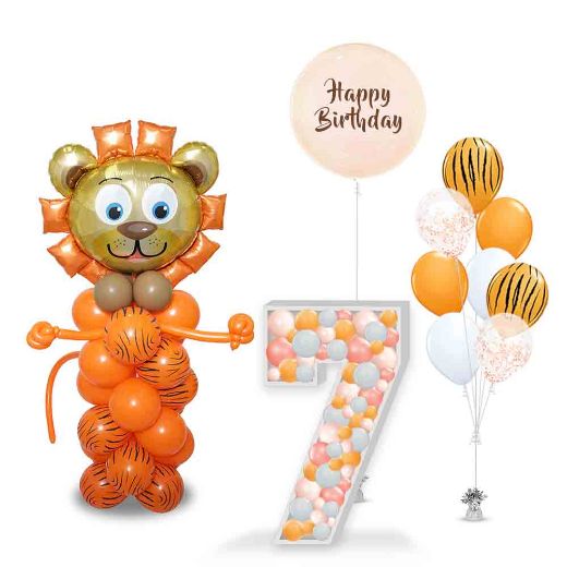 Picture of Lion Balloon Stand with Gift	
