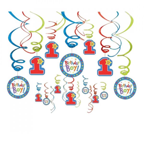 Picture of One-Derful Boy 1st Birthday Swirl	