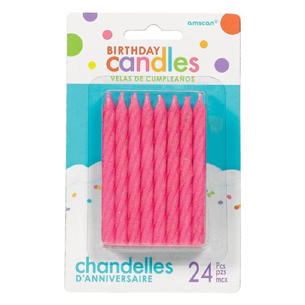 Picture of Pink Spiral Glitter Candles