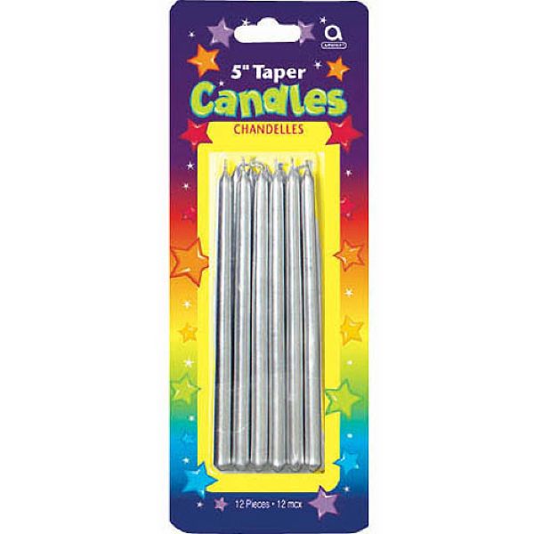 Picture of Silver Mini Taper Candles	