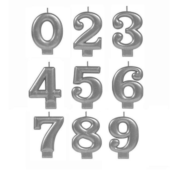 Picture of Metallic Silver Number Candle	