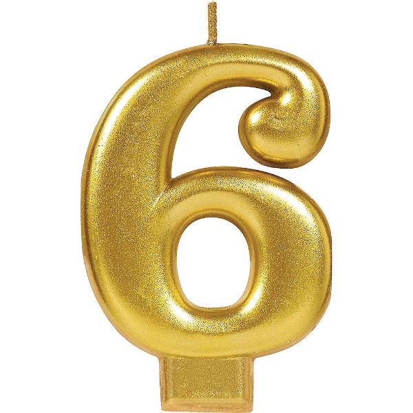 Picture of Numeral #6 Gold Candle