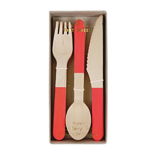 Picture of Wooden Cutlery Red	