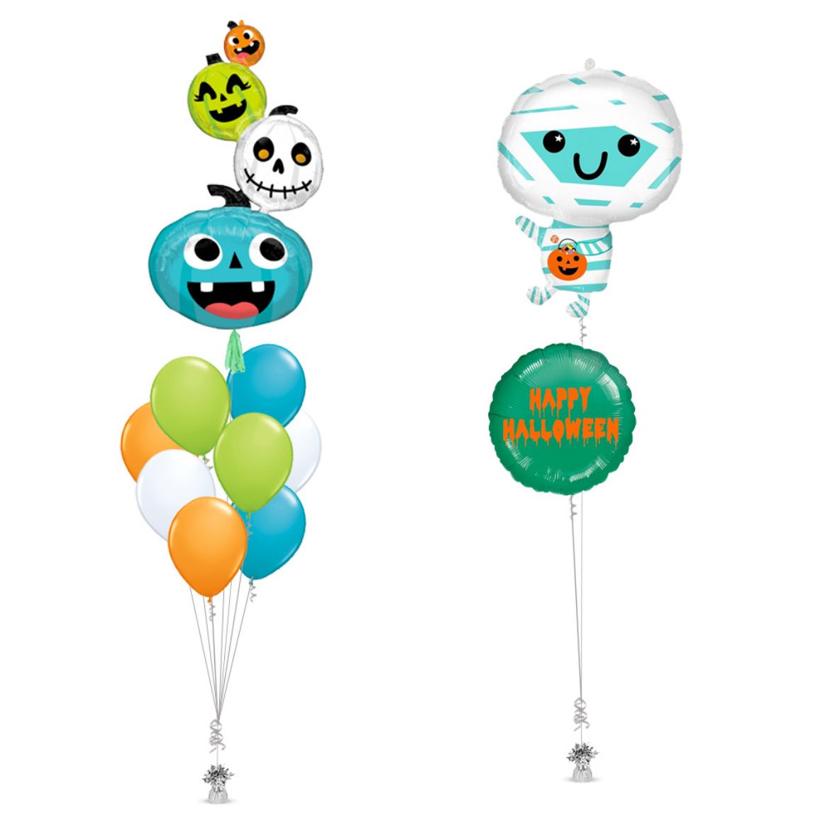 Picture of Pumpkin Stack and Mummy Balloon Bouquets	