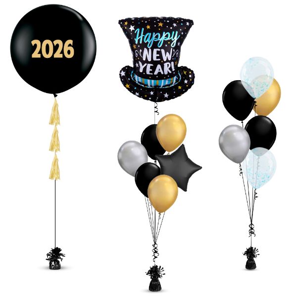 Picture of New Year Satin Infused Top Hat Balloon
