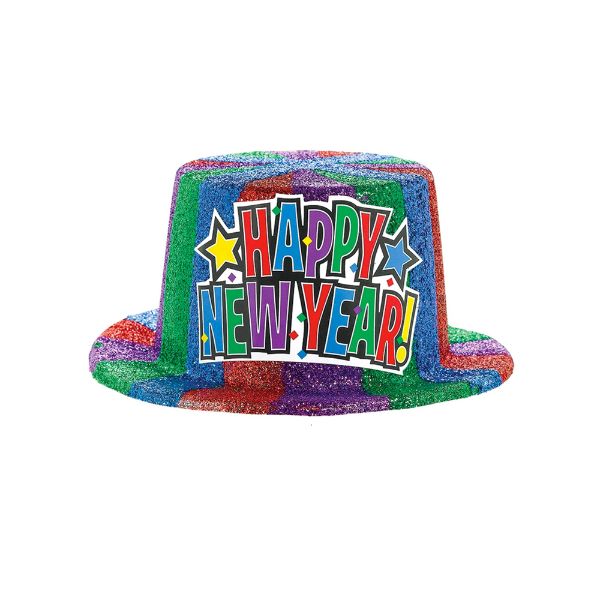Picture of Glitter Top Hat New Year Jewel Tone Glitter Plastic